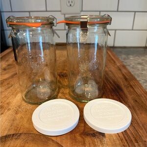 New! Set of (2) WECK 975 Jars 1/4 Liter with glass and stay fresh lids - 11.5 oz